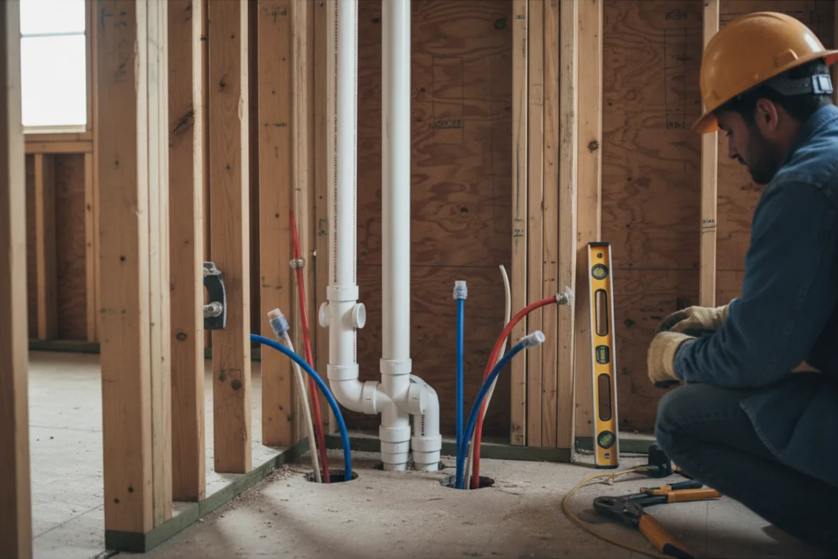 Drain and supply rough-in during Drain Cleaning in Paola